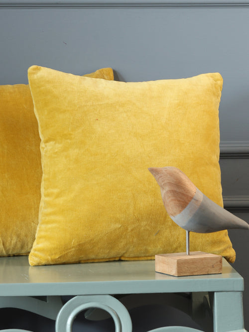 Yellow Cotton Velvet Cushion Cover (Set of 2)