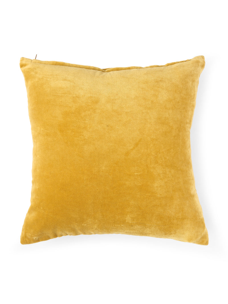 Yellow Cotton Velvet Cushion Cover (Set of 2)