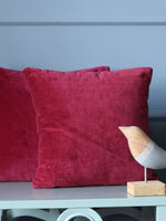 Maroon Cotton Velvet Cushion Cover (Set of 2)