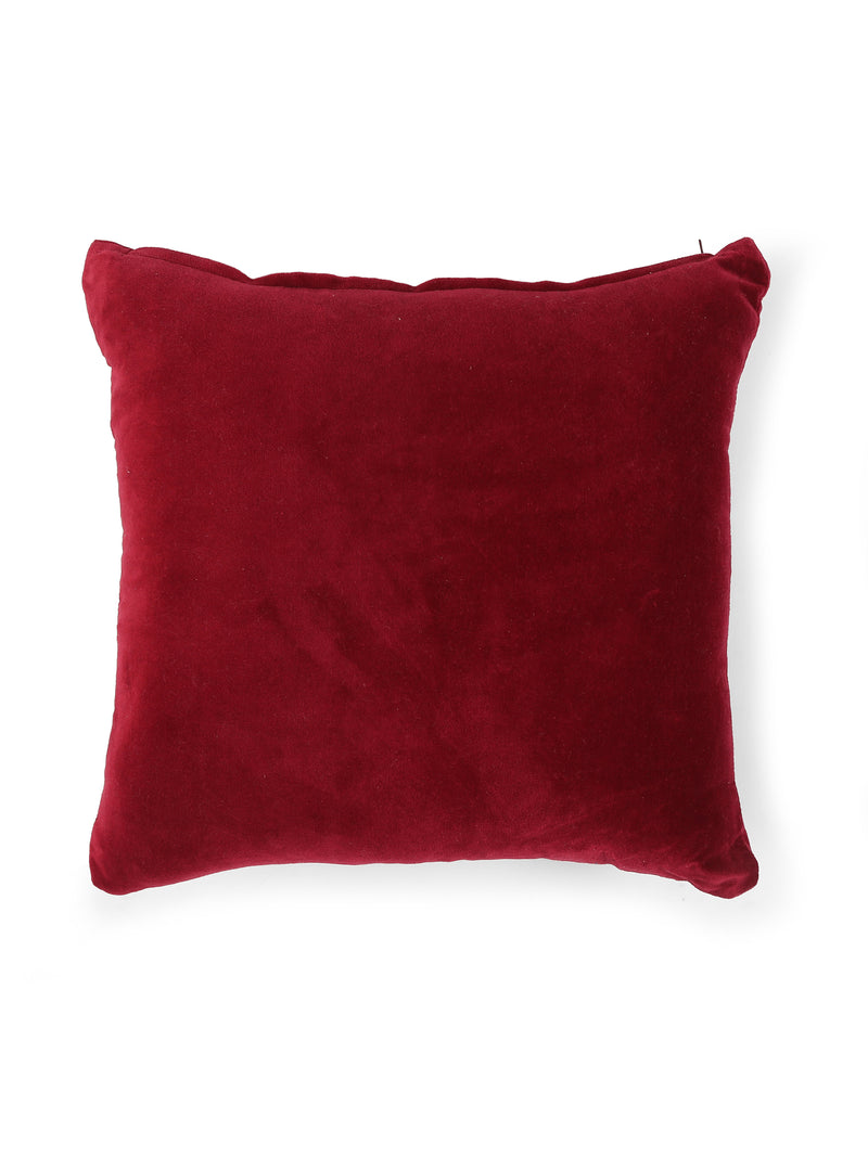 Maroon Cotton Velvet Cushion Cover (Set of 2)