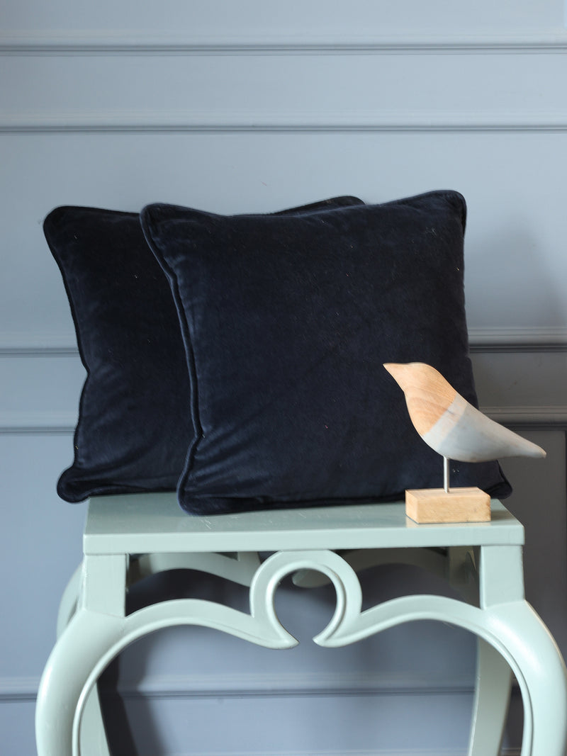 Navy Blue cotton velvet cushion cover (Set of 2)