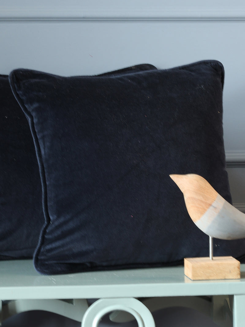 Navy Blue cotton velvet cushion cover (Set of 2)