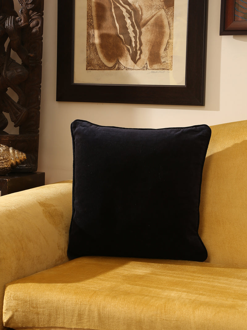 Navy Blue cotton velvet cushion cover (Set of 2)