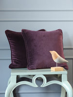 Purple cotton velvet cushion cover (Set of 2)