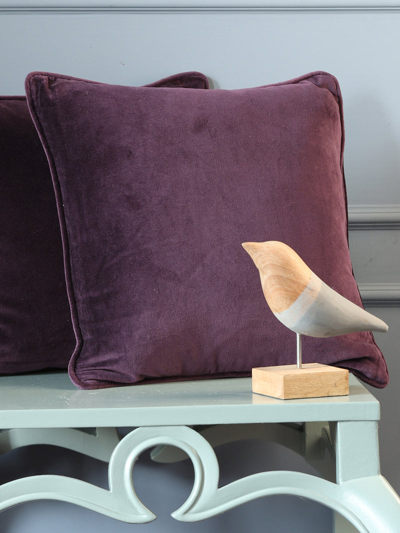 Purple cotton velvet cushion cover (Set of 2)