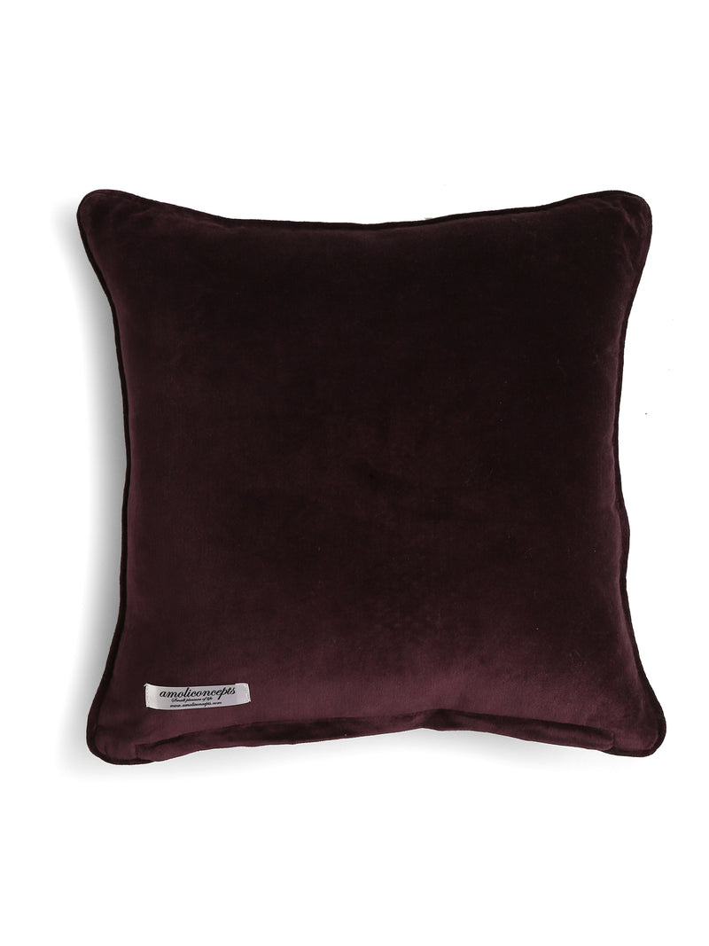 Purple cotton velvet cushion cover (Set of 2)