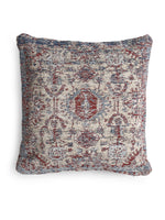 Jacquard Cotton Chenille Cushion cover in Persian motif - Beige & Multicolor (Set of 2)