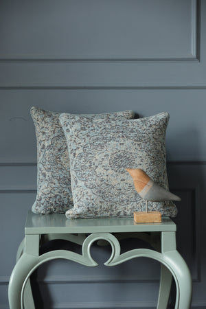 Jacquard Cotton Chenille Cushion cover in Persian motif - Blue (Set of 2)