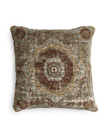 Jacquard Cotton Chenille Cushion cover in Persian motif - Green & Multicolor (Set of 2)