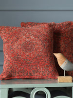 Jacquard Cotton Chenille Cushion cover in Persian motif - Deep Red (Set of 2)