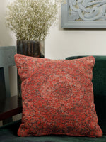 Jacquard Cotton Chenille Cushion cover in Persian motif - Deep Red (Set of 2)