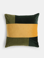 Green and Yelllow Velvet Cushion Cover (Set of 2)