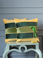 Green and Yellow Cushion cover with piping detail (Set of 2)