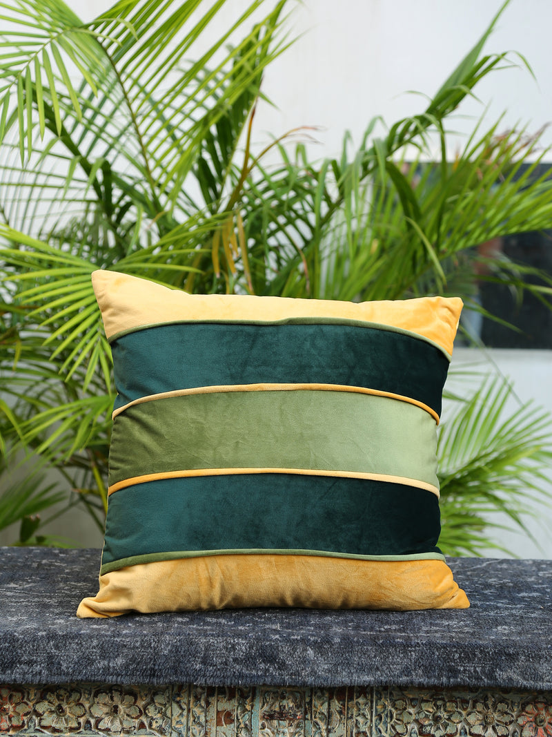 Green and Yellow Cushion cover with piping detail (Set of 2)