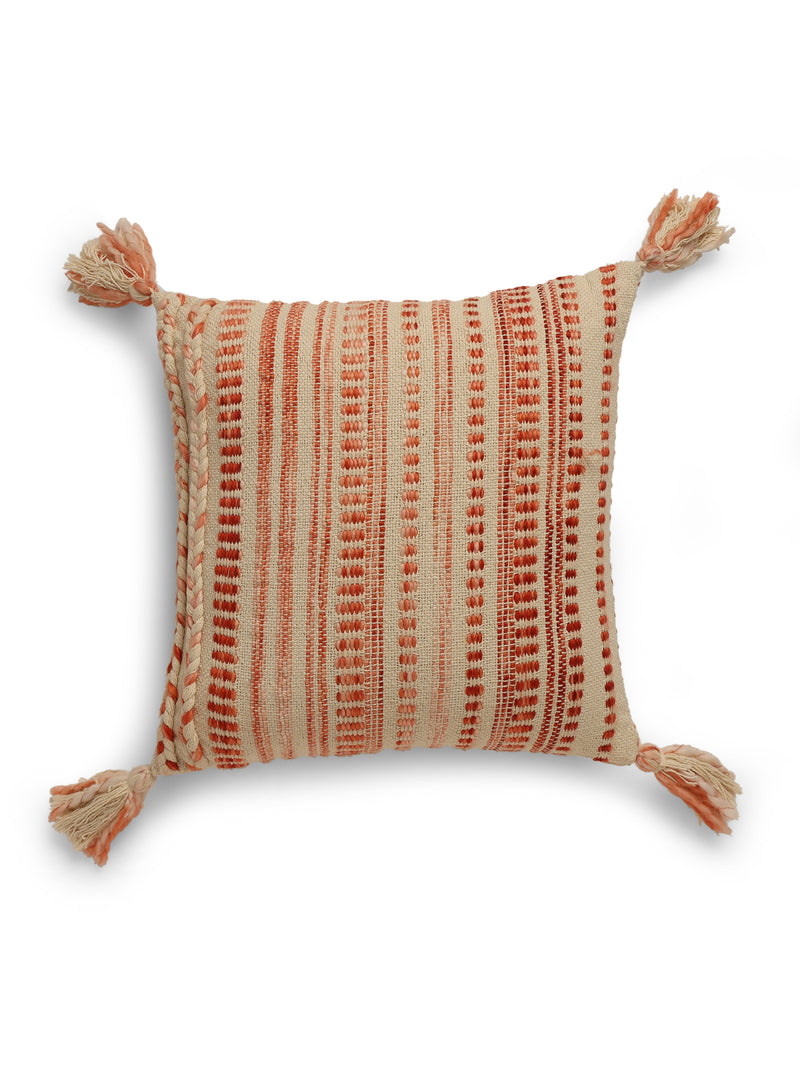 Ivory and Rust Cushion Cover with Tassles (Set of 2)