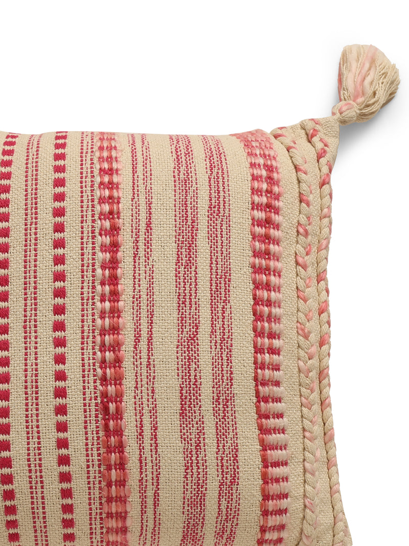 Ivory and Pink  Cushion Cover with Tassels (Set of 2)