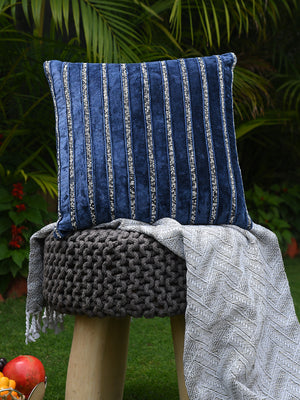 Viscose Velvet Double Needle and beads work handcrafted cushion cover
