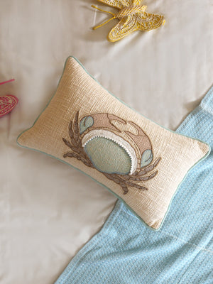 Cotton-Slub patch work with chicken embroidery cushion cover