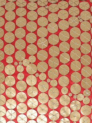 Cushion Cover - Patra Work In Red Faux Silk