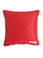 Unique Design hand embroidered beaded cushion cover in Red faux silk