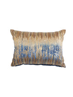 Contemporary style Ombre Blue and Gold tone viscose velvet cushion cover with beautiful embroidery and bead work