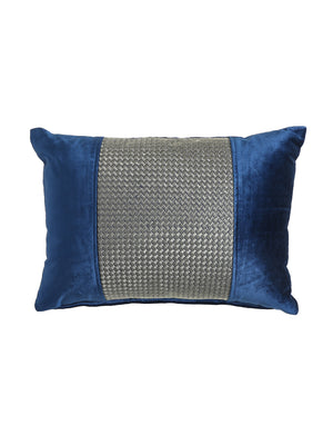 Elegant Blue viscose velvet cushion cover with zari embroidery