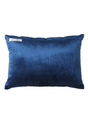 Elegant Blue viscose velvet cushion cover with zari embroidery