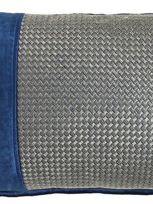 Elegant Blue viscose velvet cushion cover with zari embroidery