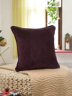 Cushion Cover - Classic Elegant Cotton Velvet In Solid Color - Deep Violet