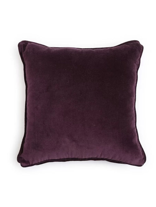 Cushion Cover - Classic Elegant Cotton Velvet In Solid Color - Deep Violet