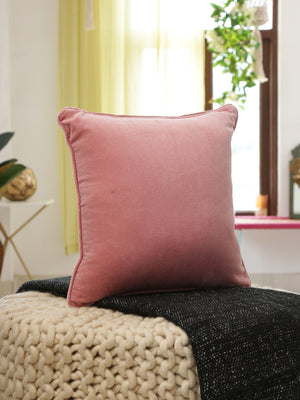 Classic Elegant cotton velvet cushion cover in solid color - Pink