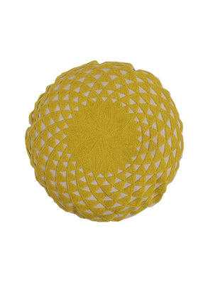 Seat pouf / cushion cover in beautiful mandala embroidery in Yellow