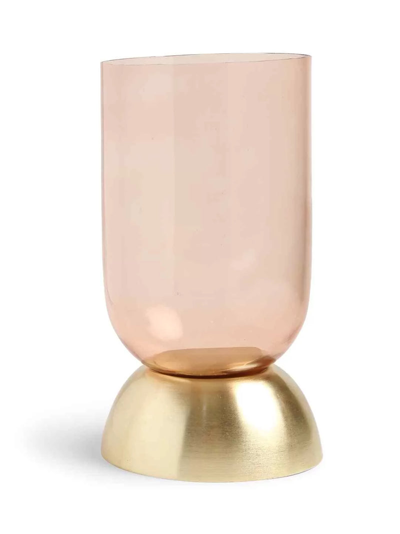 Candle Holder - Peach and Gold Glass Large