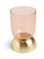 Candle Holder - Peach and Gold Glass Small