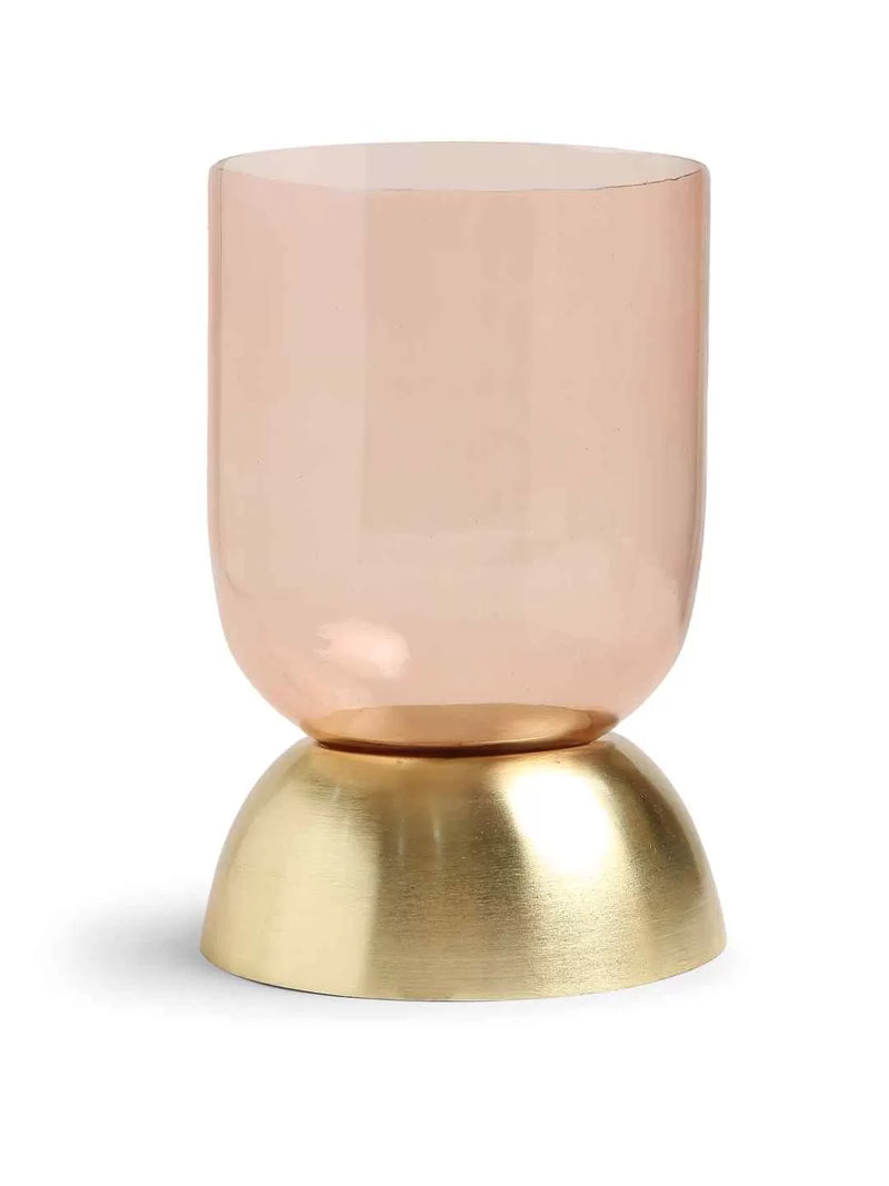 Candle Holder - Peach and Gold Glass Small