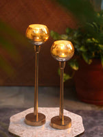 Light Holder - Antique Gold Glass Tea Set of 2