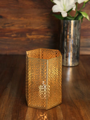 Candle Holders - Antique Gold Finish Set of 2