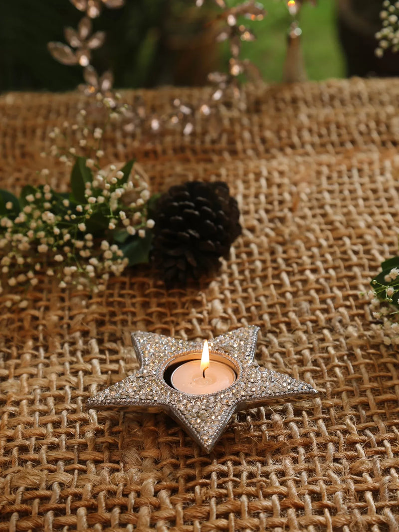 Candle Holder - Star With Rhine Stones