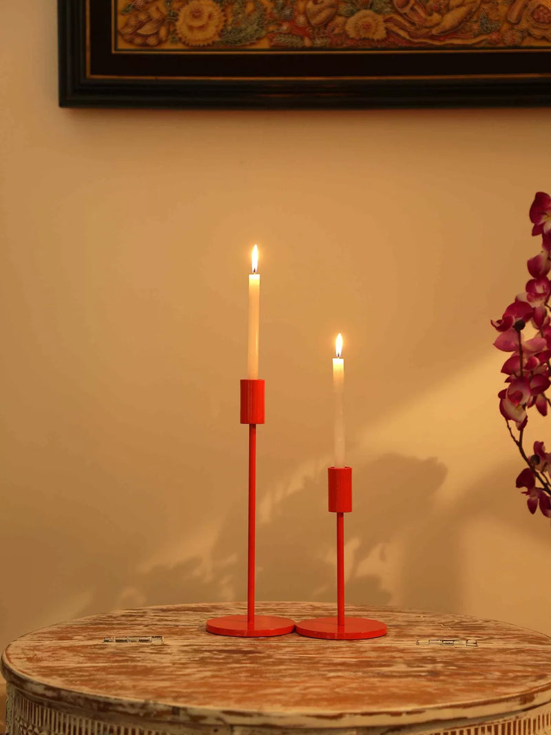 Candle Holders - Orange Set of 2