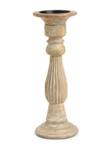 Wooden carved pillar candle holders set of 3