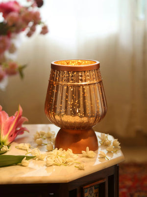 Candle Holder - Mercury Finish Silver And Peach