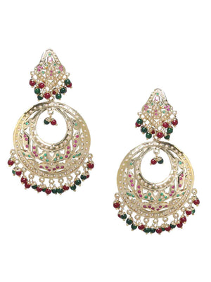 Chandbali - Maroon And Green Earrings