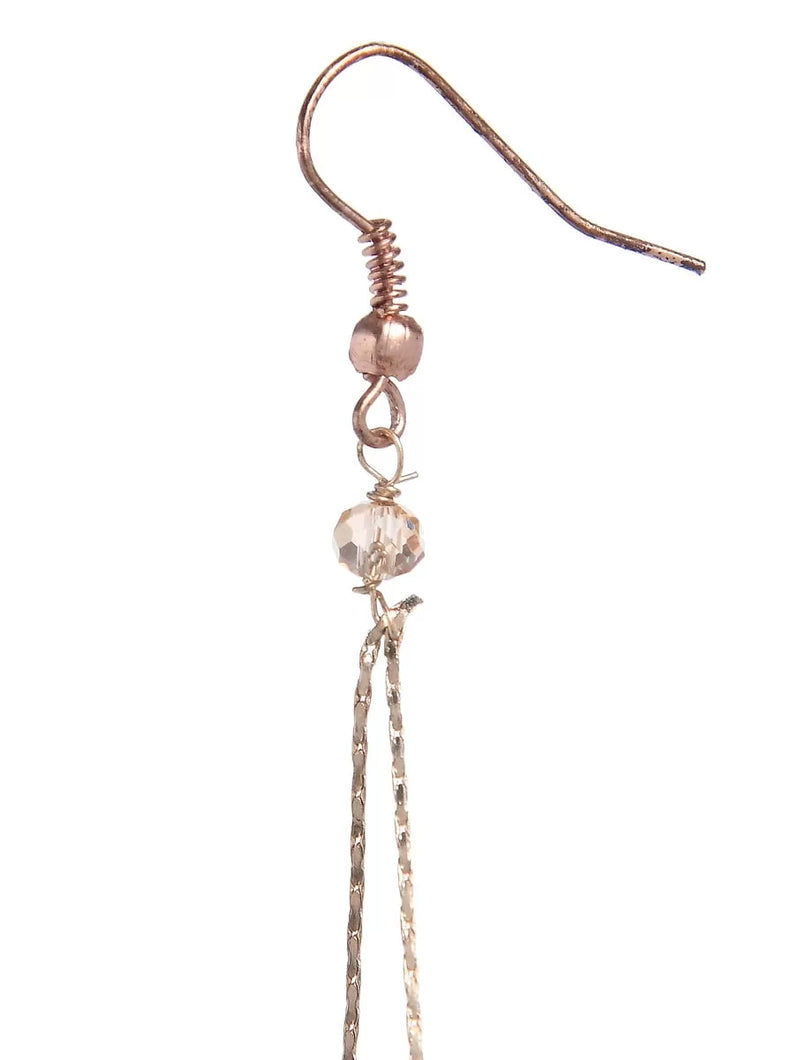 Earrings - Metalic Chain With Glass Crystals