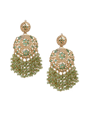 Chandbali - Aqua Beads Tassels