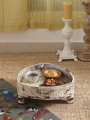 Coffee Table|Chakki Table in White Antiq.