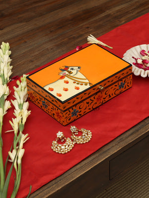 Pichawai Cow Box Beautiful Hand painted - Orange