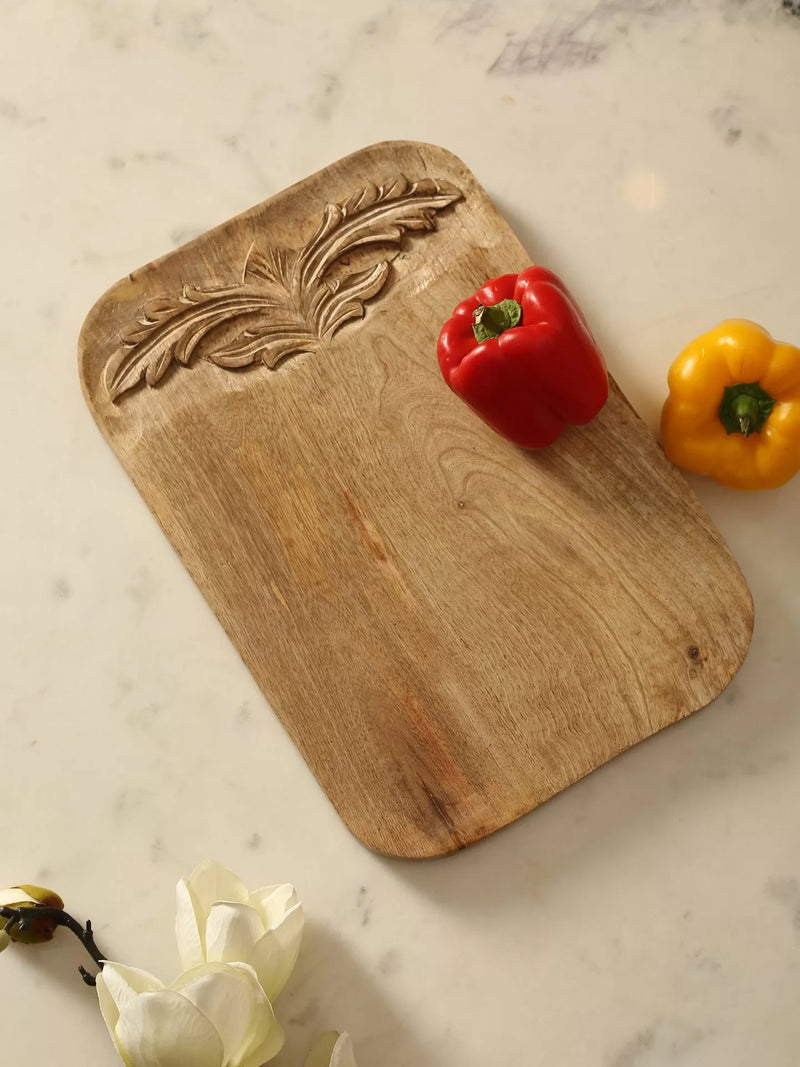 Chopping Board - Flower Design Hand Carved Cheese Board In A Gift Box