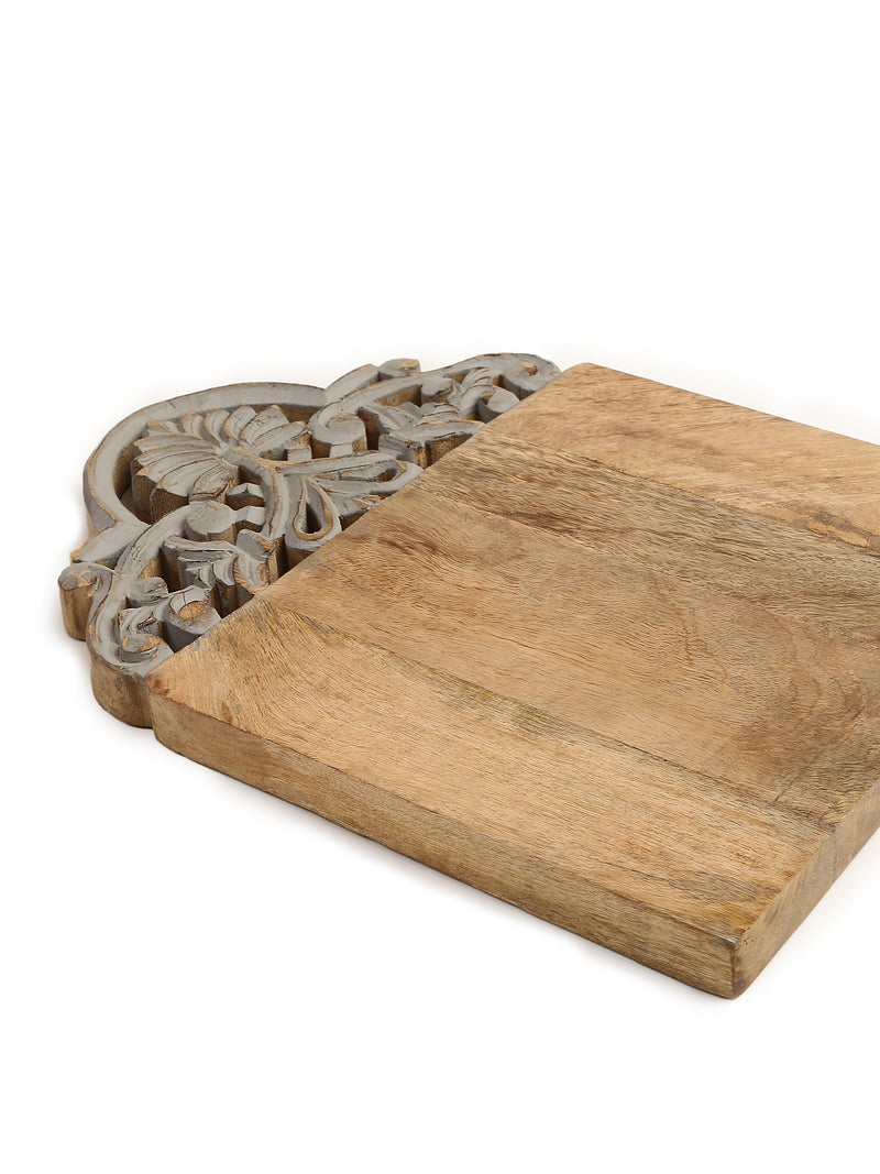 Chopping Board - Grey and Natural Hand Carved