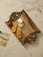 Chopping Board - Antique Gold Foiled Hand Carved Cheese Board In A Gift Box