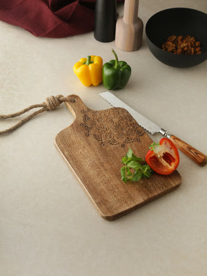 Chopping Board - Cheese Board Cum Platter With Carved Flower Detail